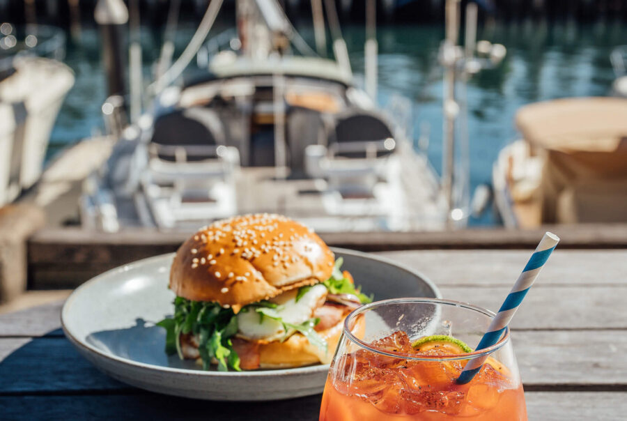 Dining at Jones Bay Superyacht Marina Wharf