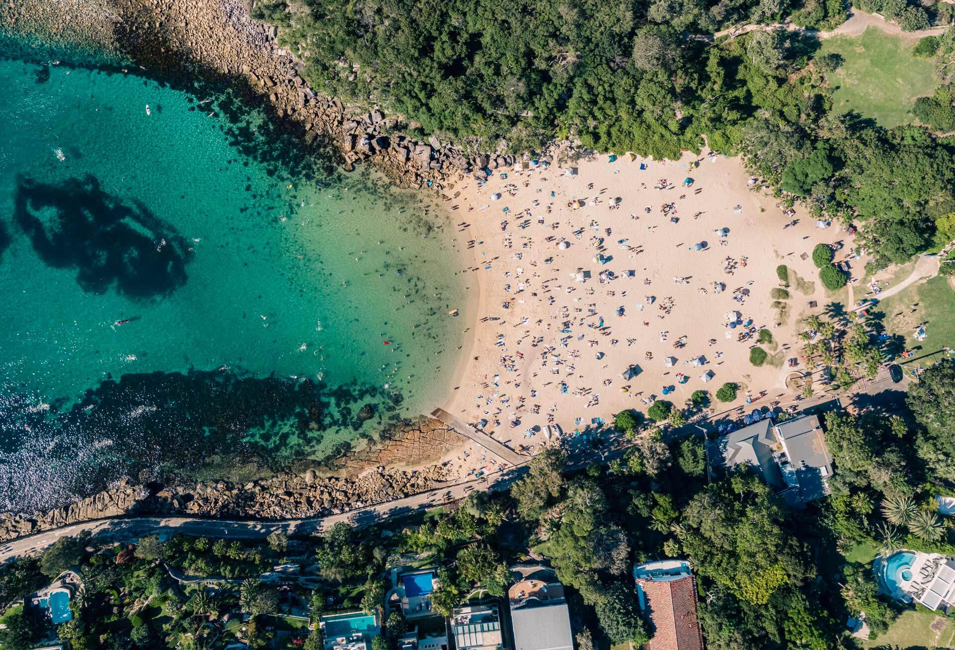 Overhead view of Manly Beach